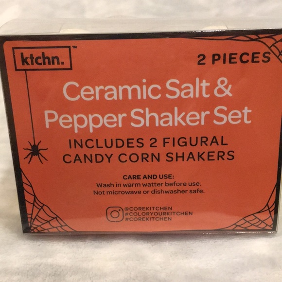 Ceramic Candy Corn Salt Pepper Shaker Set of Two NWT 3”x1.75” - Picture 6 of 15